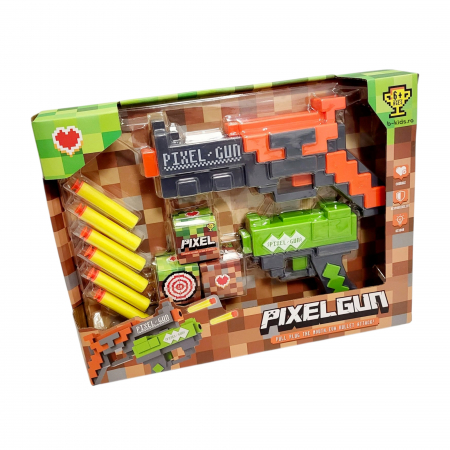 Set doua Pistole de Jucarie Minecraft PIXEL GUN cu 6 ventuze din burete [1]