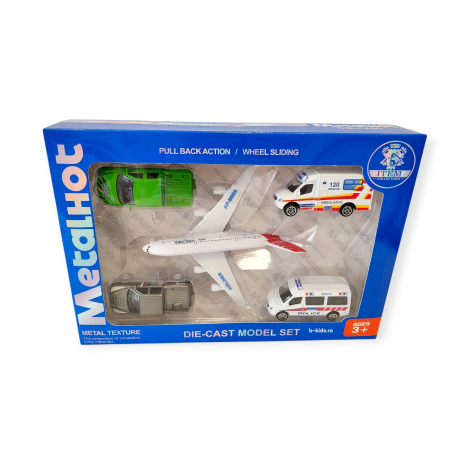 Set jucarie masinute metal cu avion [1]