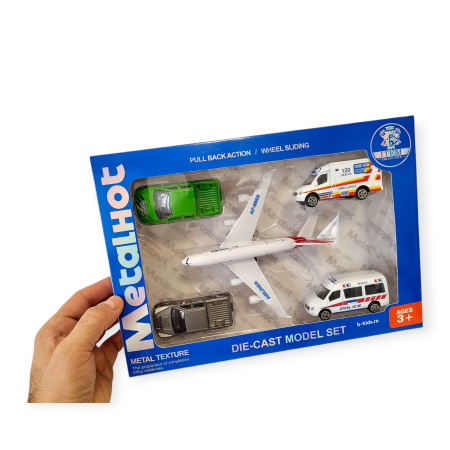 Set jucarie masinute metal cu avion [3]