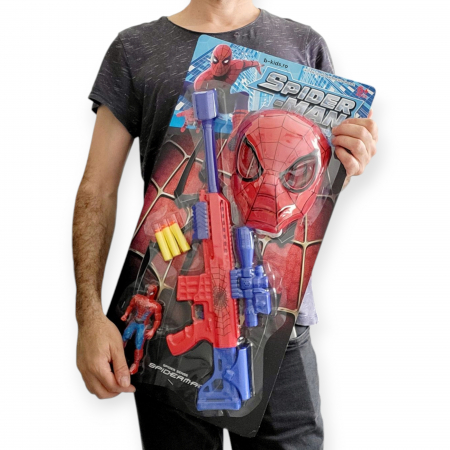 Set jucarie mitraliera cu gloante din burete, masca și figurina Spider-Man [2]
