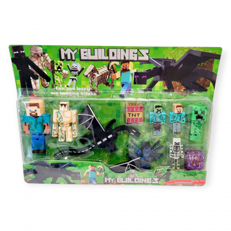 Set mare cu 10 figurine Minecraft, dragon, păianjen [6]