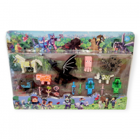 Set mare cu diferite figurine in forma de animale, dragon si accesorii, Minecraft [1]