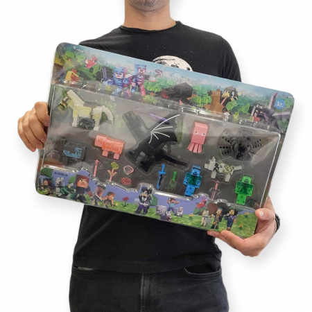 Set mare cu diferite figurine in forma de animale, dragon si accesorii, Minecraft [4]