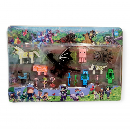 Set mare cu diferite figurine in forma de animale, dragon si accesorii, Minecraft [2]