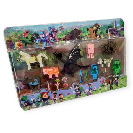 Set mare cu diferite figurine in forma de animale, dragon si accesorii, Minecraft [3]