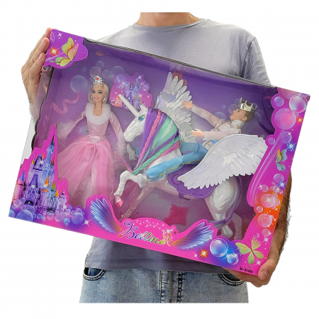 Set mare - Papusa Printesa cu Cal Unicorn si Print. [3]
