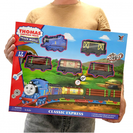 Set mare, trenulet Thomas cu 4 vagoane plus sine ( 17 piese ) [5]