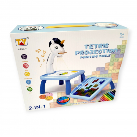 Set masa educationala Mini Proiector/Tetris 2 in 1, albastra [1]