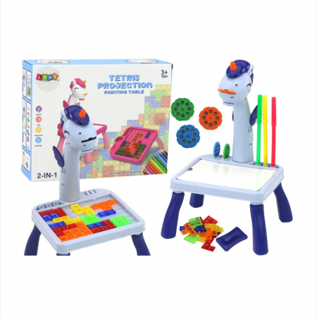 Set masa educationala Mini Proiector/Tetris 2 in 1, roz [2]