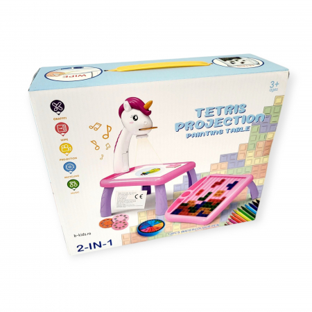Set masa educationala Mini Proiector/Tetris 2 in 1, roz [1]