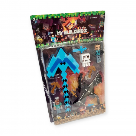 Set Minecraft - figurie, accesorii si arma cu sunete si lumini, albastra [3]