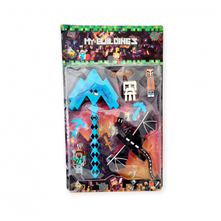 Set Minecraft - figurie, accesorii si arma cu sunete si lumini, albastra [6]