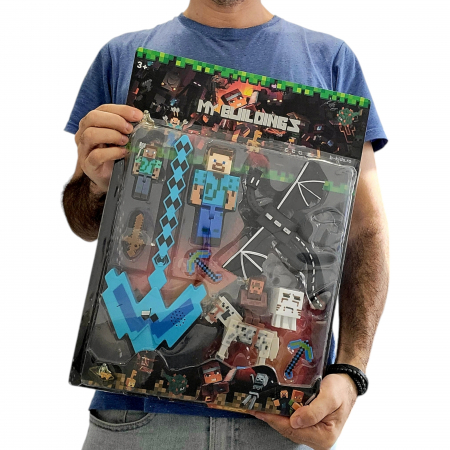 Set Minecraft - figurie, accesorii si arma cu sunete si lumini, albastra [2]