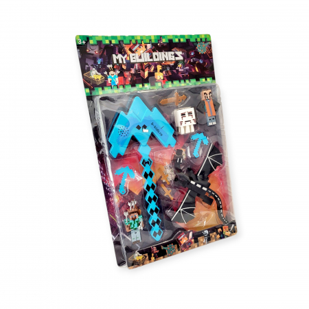 Set Minecraft - figurie, accesorii si arma cu sunete si lumini, albastra [5]