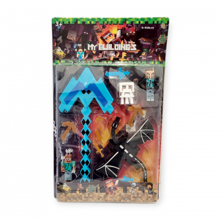 Set Minecraft - figurie, accesorii si arma cu sunete si lumini, albastra [4]