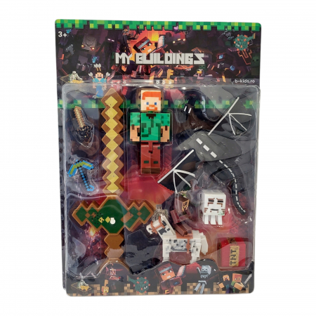 Set Minecraft - figurie, accesorii si arma cu sunete si lumini, maro [1]
