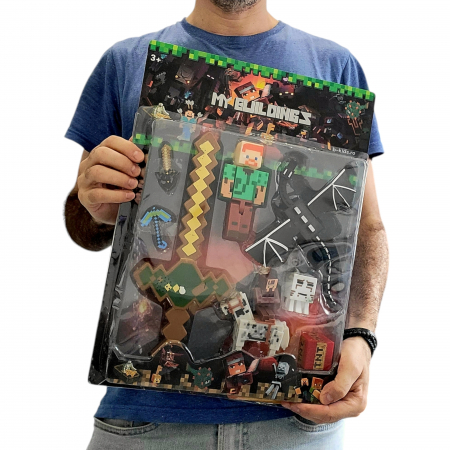 Set Minecraft - figurie, accesorii si arma cu sunete si lumini, maro [2]