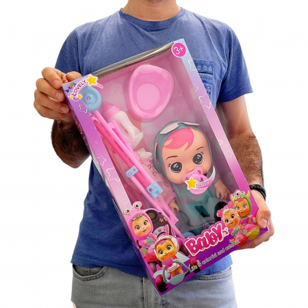 Set bebelus cu scutec, sunete și carucior, Baby Cry [4]