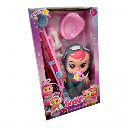 Set bebelus cu scutec, sunete și carucior, Baby Cry [1]