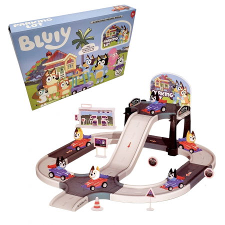 Figurine - Set parcare Bluey cu 2 masinute