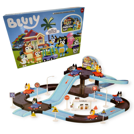 Figurine - Set parcare circuit - Bluey cu masinute