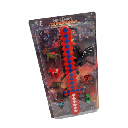 Set Sabie Rosie cu Lumini si Sunete Minecraft cu 7 Figurine [4]