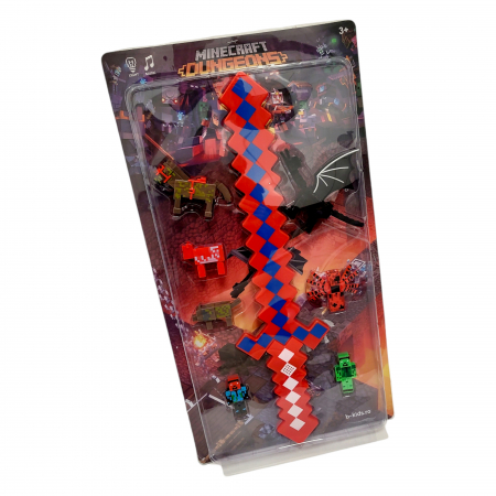 Set Sabie Rosie cu Lumini si Sunete Minecraft cu 7 Figurine [1]