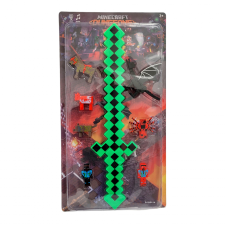 Figurine - Set Sabie Verde cu Lumini si Sunete Minecraft cu 7 Figurine