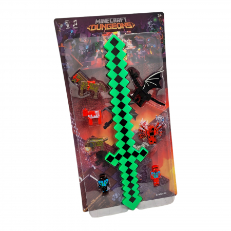 Set Sabie Verde cu Lumini si Sunete Minecraft cu 7 Figurine [1]