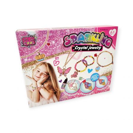 Pentru fetite - Set Sparkling Crystal Jewelry – Creează bijuterii strălucitoare și magice!
