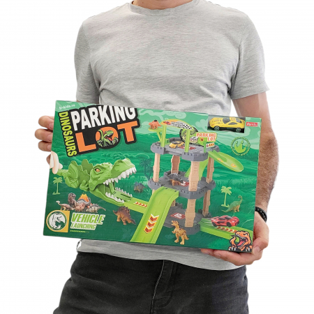 Set tip Parcare, Dinozaur cu masinuta, dinozauri si rampa de lansare [4]
