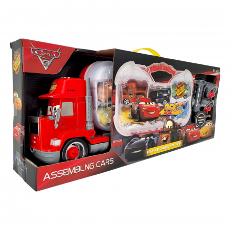 Set tir Cars + 6 masinute tip geanta cu unelte tip lego pentru roti. [4]