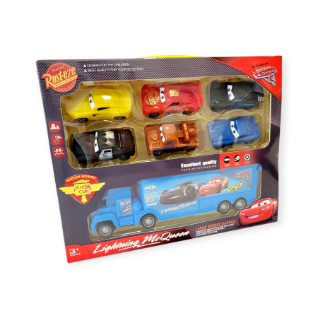 Jucarii - Set tir Cars cu 6 masinute din seria animata