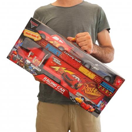 Set Tir Cars mare + doua masini, Super Truck, Fulger McQueen, Pixar [4]