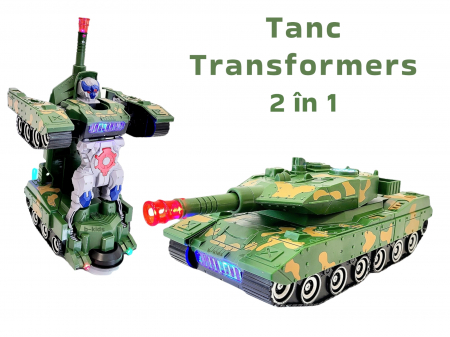 Roboti - Tanc transformers, 2 in 1 cu sunete si lumini