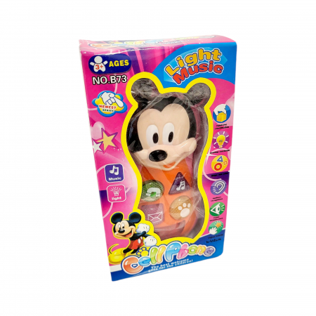 Articole bebelusi - Telefon mobil interactiv de jucarie pentru copii, Mickey Mouse, butoane, sunete si lumini