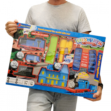 Tren mare Thomas cu aburi, sine, gara, peron, stație de încărcat cu apa. [1]