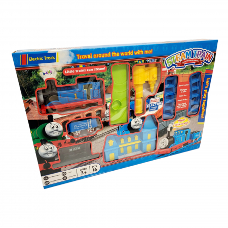 Ocazii speciale - Tren mare Thomas cu aburi, sine, gara, peron, stație de încărcat cu apa.