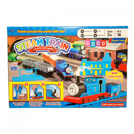 Tren mare Thomas cu aburi, sine, gara, peron, stație de încărcat cu apa. [4]