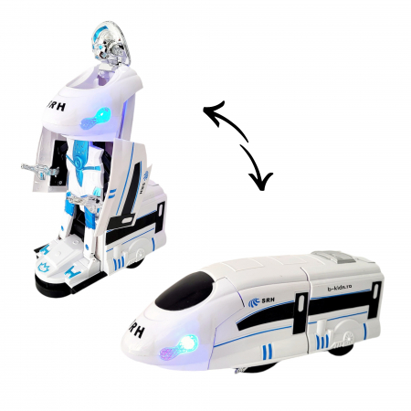Trenulet - Tren Transformers in robot, cu sunete si lumini, 2 in 1