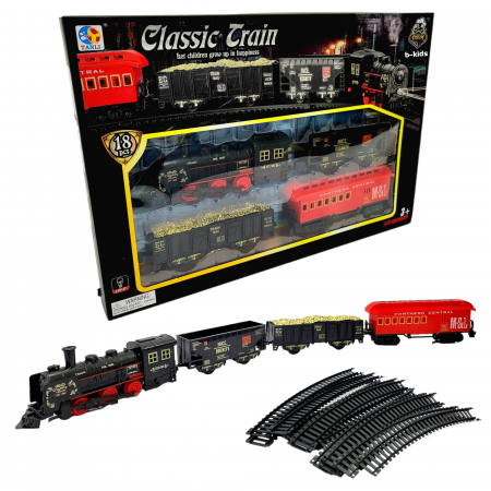 Trenulet cu 3 locomotive, sine. Classic Train (18 piese) [6]