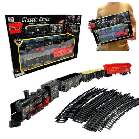 Trenulet cu 3 locomotive, sine. Classic Train (18 piese) [7]