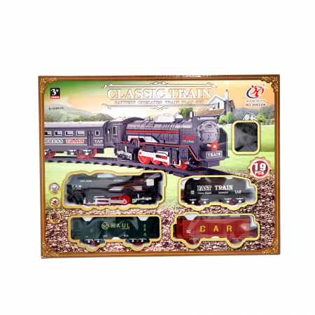 Trenulet cu 3 locomotive, sine, Classic Train , 19 piese [3]
