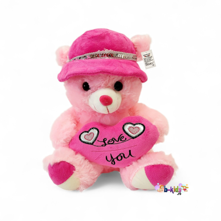 Plusuri medii - Ursulet de plus roz cu inimioara, 30 cm – Mesagerul Perfect al Emoțiilor Tale