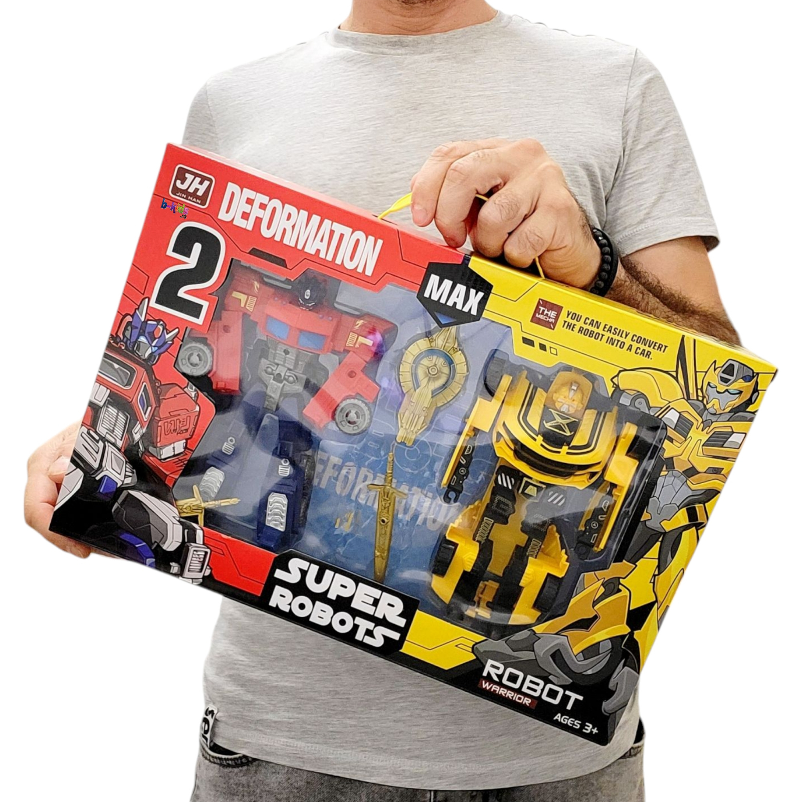 Set 2 roboti Transformers, Bumblebee si Optimus Prime, cu arme, 20