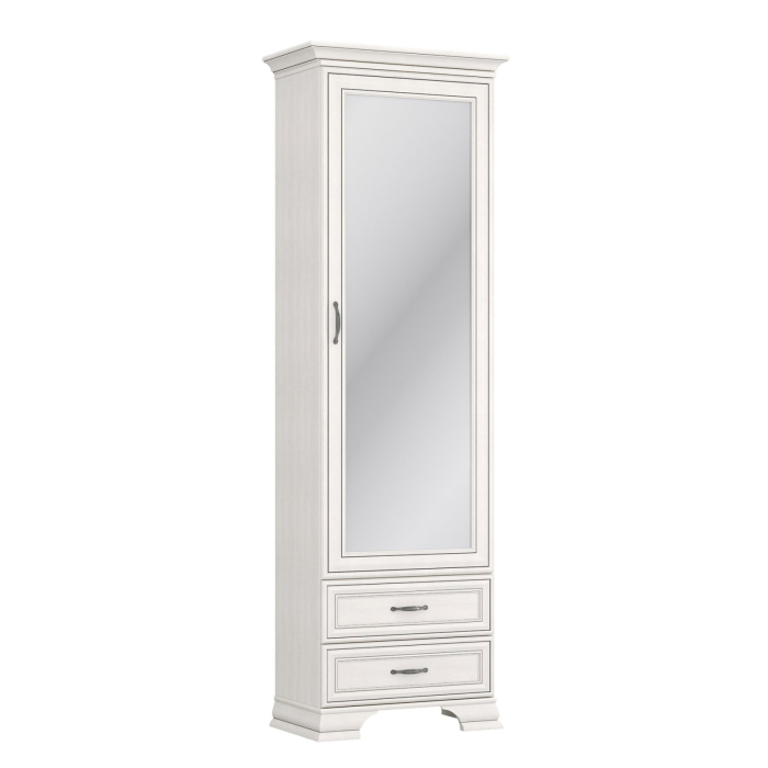 Biblioteca cu oglinda TIFFANY II, 1 usa, 2 sertare, crem fineline, 69x39,9x212,1 cm [2]