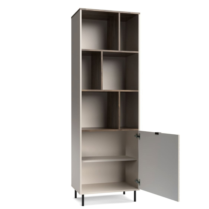 Biblioteca deschisa EVO, 1 usa, casmir + stejar castello, 63,4x40x194,6 cm [4]