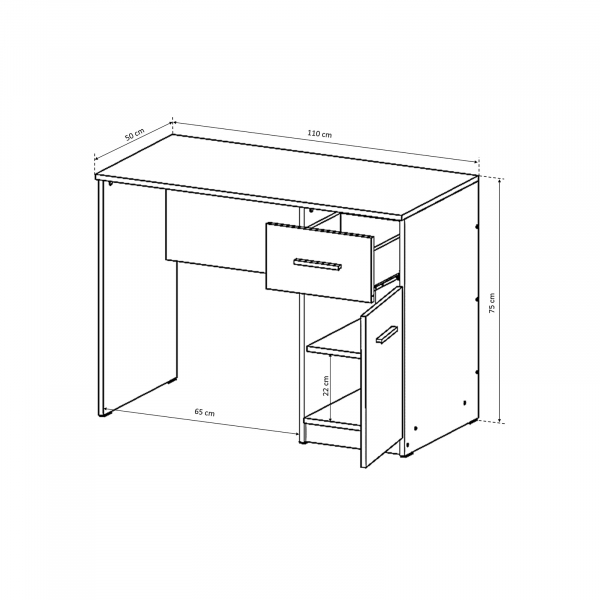 Birou 110 ALMA, cu usa si sertar, sonoma deschis, 110x50x75 cm - ExpoMob [5]