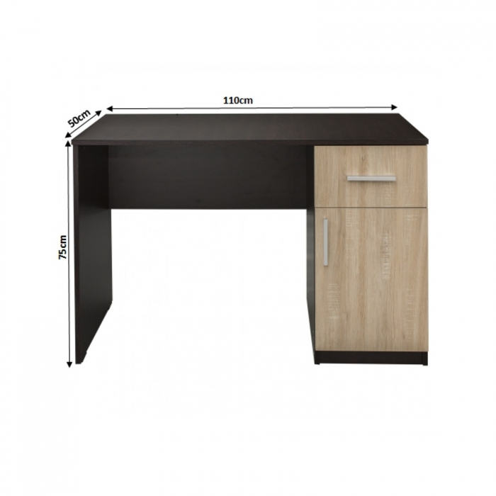 Birou 110 ALMA, cu usa si sertar, sonoma deschis, 110x50x75 cm - ExpoMob [4]