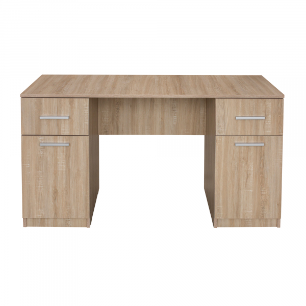 Birou ALMA, cu 2 sertare si 2 usi, sonoma inchis + sonoma deschis, 135x50x75 cm - ExpoMob [2]